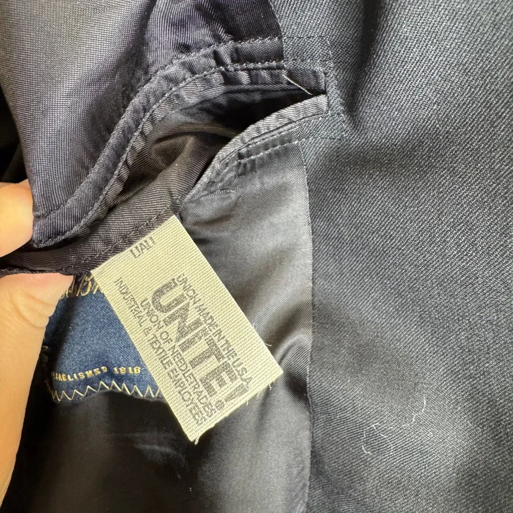 Brooks Brothers Mens 43 LG Black Super 110s Worsted Wool Blazer Sport Coat USA